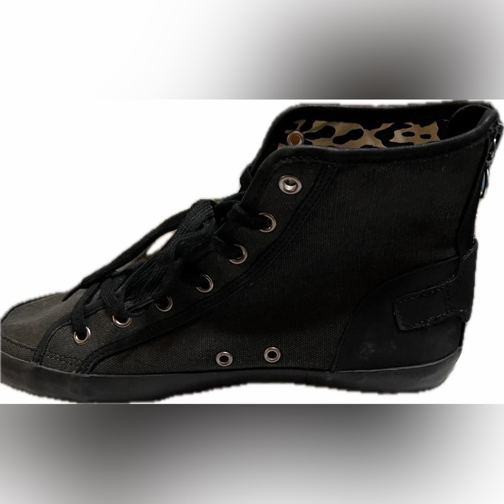 Denim & Supply Ralph Lauren Sneakers Women's Size 9B Black High Top Zip Back - Picture 3 of 9